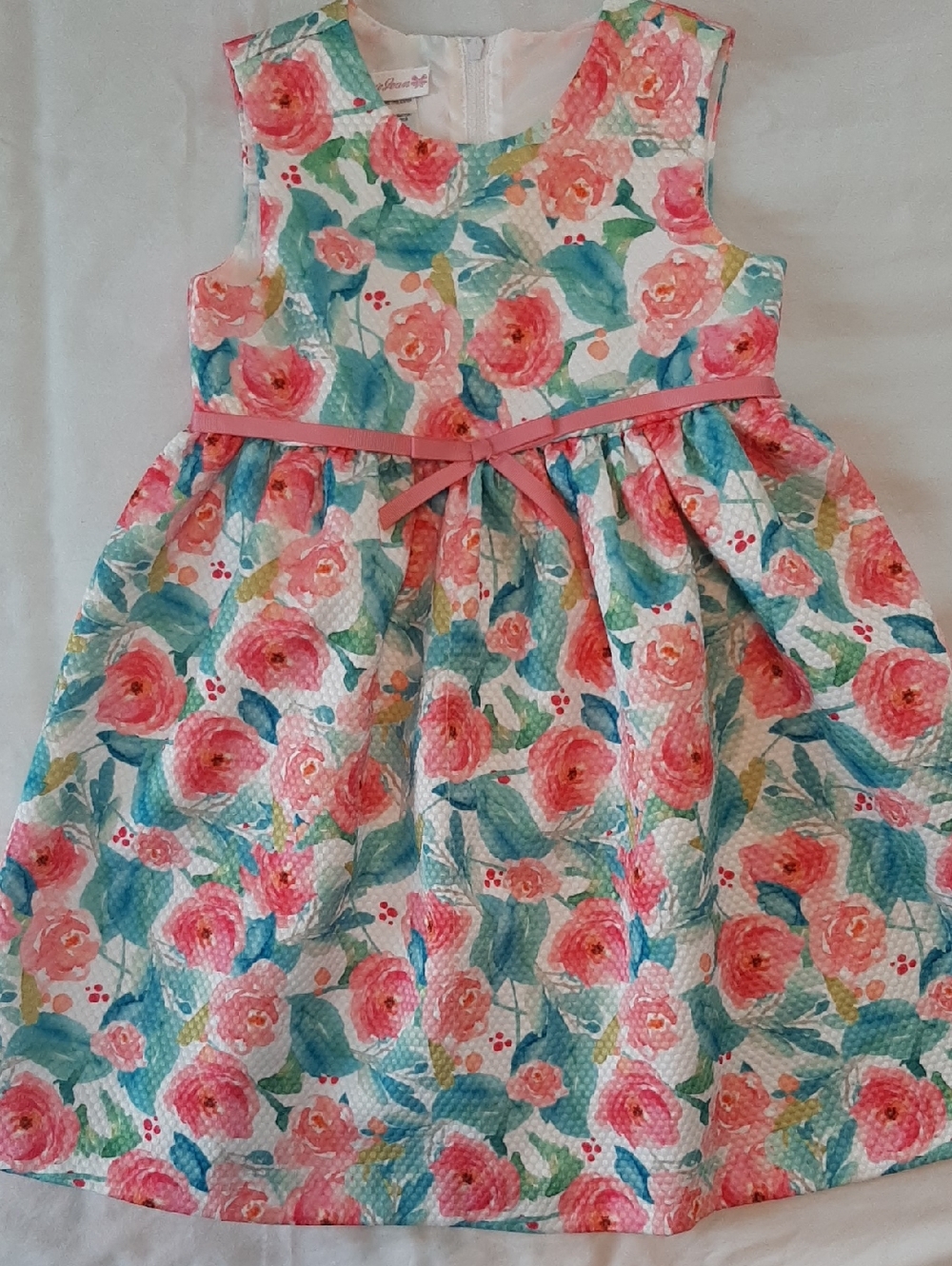 Bonnie Jean Girl's Size 6  Floral Party Dress with Waist Bow